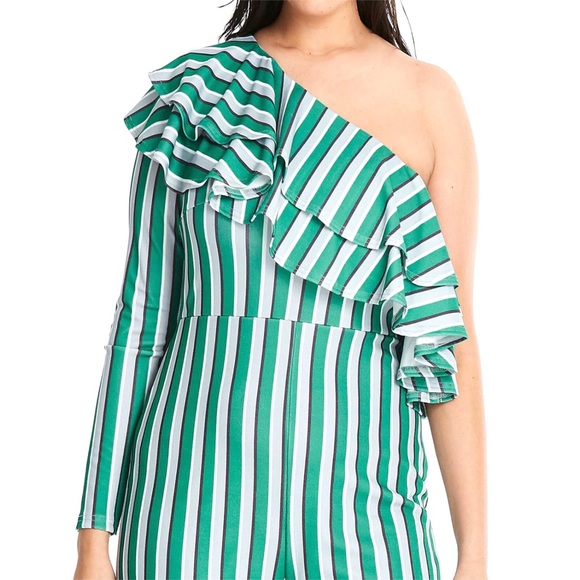 Striped Asymmetric Palazzo Jumpsuit - Picture 3 of 4